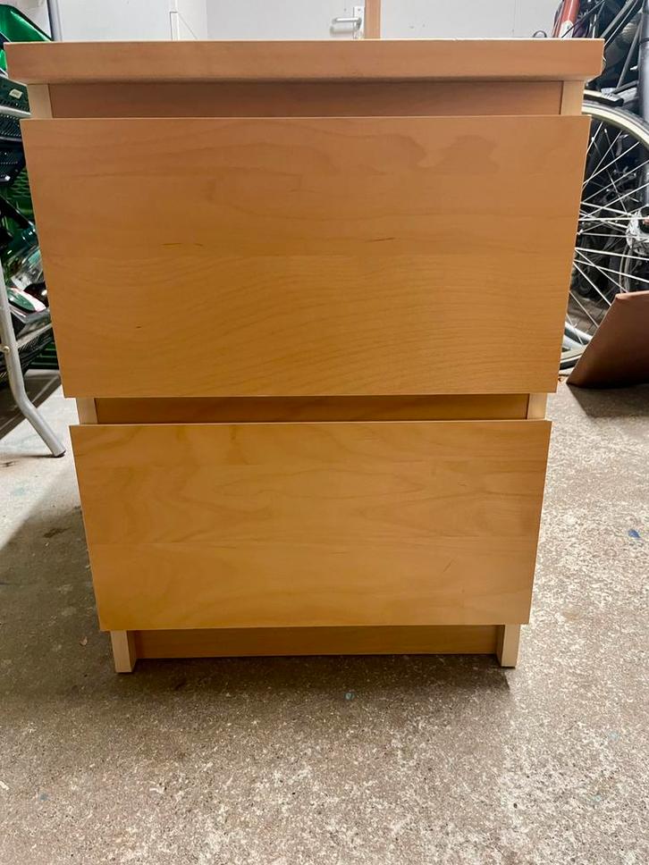 Twee ladenkastjes/nachtkastjes Malm (Ikea), Huis en Inrichting, Kasten | Ladekasten, Gebruikt, Minder dan 100 cm, 50 tot 100 cm