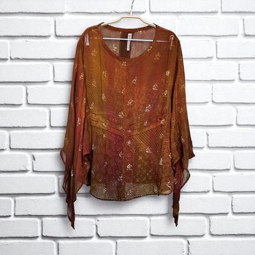 Vintage Kaftan Universele Maat Bruin Retro Doorschijnend, Kleding | Dames, Blouses en Tunieken, Zo goed als nieuw, Maat 46/48 (XL) of groter