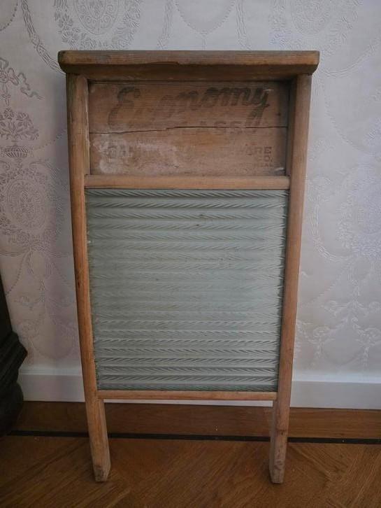 Antiek vintage brocante wasbord Economy Class glazen bord, Antiek en Kunst, Curiosa en Brocante, Ophalen of Verzenden