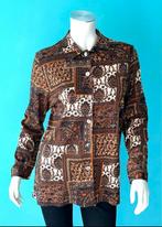 Vintage patchwork blouse bruine tinten maat M, Maat 38/40 (M), Bruin, Verzenden, Vintage