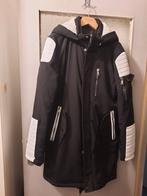 Winterjas heren zwart met leren stukken en capuchon, Kleding | Heren, Jassen | Winter, Ophalen of Verzenden, Zo goed als nieuw