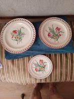 Drie borden Luneville met ajourrand, Antiek en Kunst, Ophalen of Verzenden