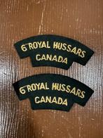 Set titles Royal hussars Canada matching set ww2 WO2, Embleem of Badge, Overige gebieden, Ophalen of Verzenden, Landmacht
