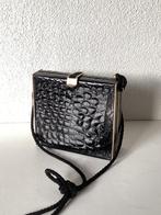 Vintage zwart lakleder clutch / damestas Roberta-Italy, Ophalen of Verzenden, Gebruikt, Zwart, Avondtasje