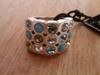 Nieuw Dyrberg/Kern zilverkleurige ring turquoise groen blauw, Met kristal, Overige materialen, Verzenden, Nieuw