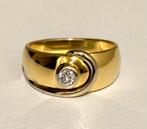 Prachtige 18 karaat gouden ring met natuurlijke diamant 17mm, Ophalen of Verzenden, 17 tot 18, Met edelsteen, Dame