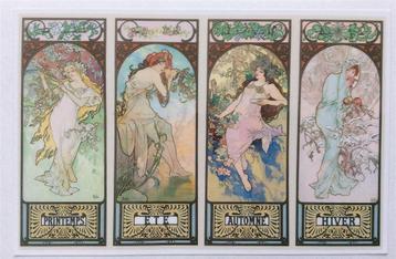 Alphonse Mucha De vier jaargetijden Kunst Sticker beschikbaar voor biedingen