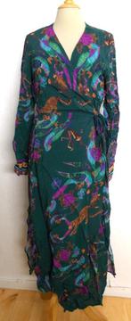 Groene luipaard/papegaai/aapjes lange maxi wikkel dress! M, Maat 38/40 (M), Verzenden, Zo goed als nieuw, Onder de knie