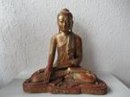 Antieke houten Boeddha uit Tibet, Antiek en Kunst, Ophalen of Verzenden