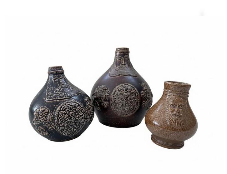 set van drie Bartmannskrüge Kurkölner, Antiek en Kunst, Antiek | Keramiek en Aardewerk, Ophalen of Verzenden