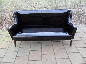 vintage sofa bank , jaren 60, zwart pvc