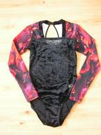 Zwart turnpakje met oranje-rode-roze accenten maat 36., Sport en Fitness, Turnen, Ophalen, Gebruikt, Zwart, Maat 36 t/m 42