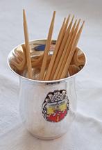 Massief  835 zilver tandenstoker vaasje schnappsbekertje, Antiek en Kunst, Ophalen of Verzenden, Zilver