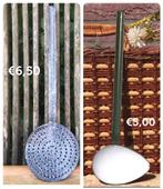 Schuimspaan Grijs gewolkt en saus- jus lepel Groen emaille, Antiek en Kunst, Ophalen of Verzenden