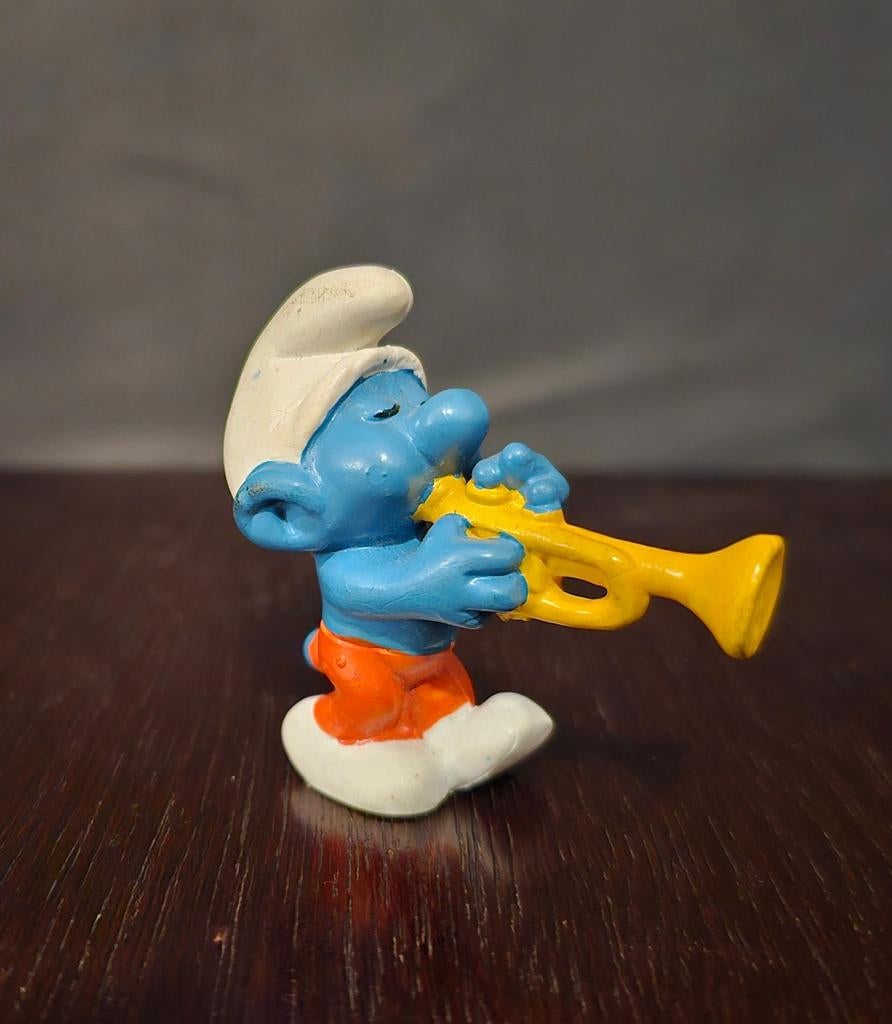 Trompet Smurf - Schleich Vintage jaren 70, Verzamelen, Smurfen, Ophalen of Verzenden, Zo goed als nieuw, Overige Smurfen, Poppetje, Figuurtje of Knuffel