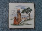 Antiek: Tegel in houder Afrikaanse vrouwen - Johnson tiles, Ophalen of Verzenden