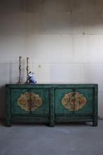 Kleurrijk Uniek Dressoir Vintage Blauw Chinese Houten Kast, Ophalen of Verzenden, Nieuw