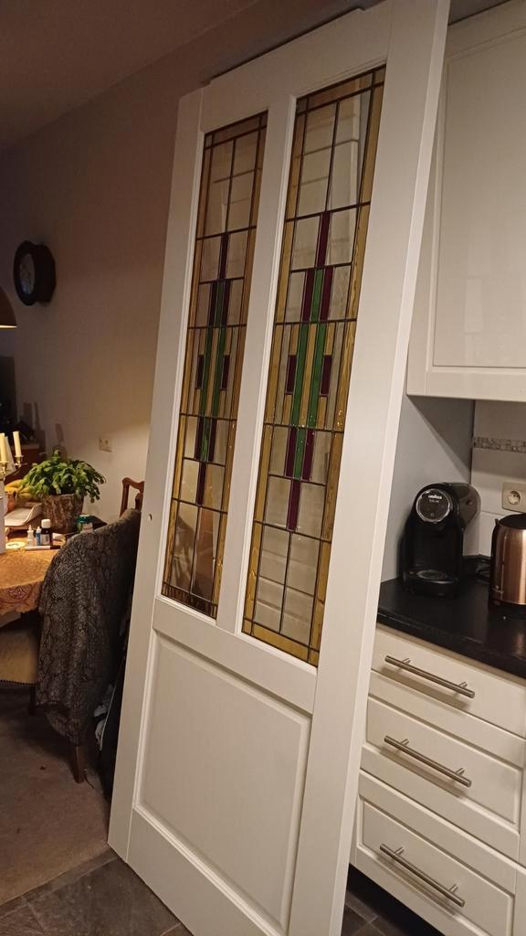 Glas in lood binnendeur nieuw nooit gebruikt, Doe-het-zelf en Verbouw, Deuren en Horren, Nieuw, Binnendeur, 215 cm of meer, Glas