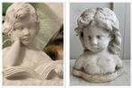 2x Brocante witte buste meisje / 1 x lezend meisje, Antiek en Kunst, Ophalen of Verzenden