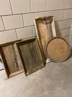4 houten dienbladen, idee kaarsen/pasen/potjes bloembollen, Ophalen, Gebruikt, Hout