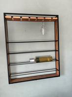 Wijnrek mangohout zwartstaal, Huis en Inrichting, Woonaccessoires | Wijnrekken, Ophalen, 5 tot 15 flessen, Zo goed als nieuw, 75 cm of meer