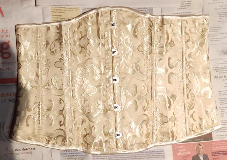 korset polyester jacquard stof met baleinen apricot mt M/L, Kleding | Dames, Tops, Nieuw, Maat 38/40 (M), Beige, Zonder mouw, Ophalen of Verzenden