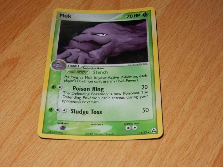 Muk Holo sterretje kaart - Ex Legend Maker, 11/92, Hobby en Vrije tijd, Verzamelkaartspellen | Pokémon, Zo goed als nieuw, Losse kaart