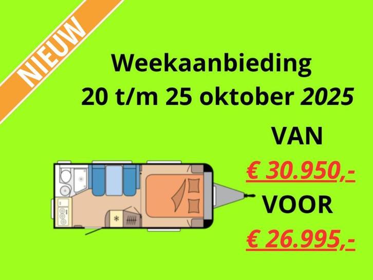 Hobby De Luxe 460 SFF WEEKAANBEDIENING! ACTIEPRIJS!, Caravans en Kamperen, Caravans, Bedrijf, tot en met 3, 1000 - 1250 kg, Treinzit