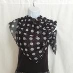 Zwarte doorschijnende sjaal, witte stippen 65 x 65 cm, Kleding | Dames, Mutsen, Sjaals en Handschoenen, ., Ophalen of Verzenden