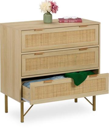 ladekast - 80x 80 x 42 cm - 3 lades - rotanlook - metalen po beschikbaar voor biedingen