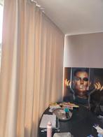 Gordijnen taupe 1 jaartje ouder incl rails en jalozien, Ophalen of Verzenden, Zo goed als nieuw, 200 cm of meer, 200 cm of meer