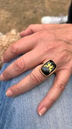 Tweelingen Ring / goud met steen, Sieraden, Tassen en Uiterlijk, Ringen, 18 tot 19, Zwart, Ophalen of Verzenden, Dame of Heer
