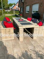 ACTIE!!Tuinset Stone van steigerhout. Tuintafel met stoelen!, Steigerhout, Ophalen of Verzenden, Zo goed als nieuw, Bank