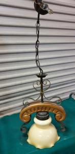 hanglamp metaal hout glas retro, Huis en Inrichting, Lampen | Hanglampen, Ophalen of Verzenden, 'T Olde Gre-j, Info@toldegrej.nl