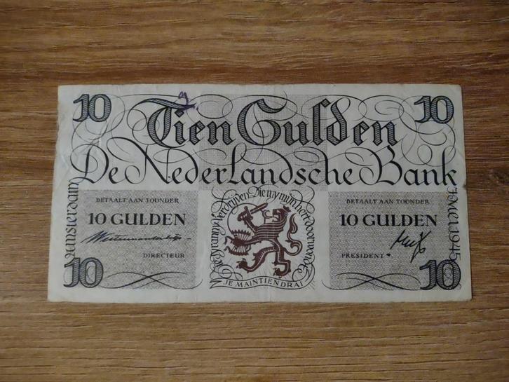 Biljet 10 gulden geldzuivering Lieftinck, 1945, Postzegels en Munten, Bankbiljetten | Nederland, 10 gulden, Ophalen of Verzenden