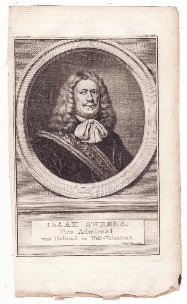 Isaak Sweers antieke gravure door Houbraken, Antiek en Kunst, Kunst | Etsen en Gravures, Verzenden