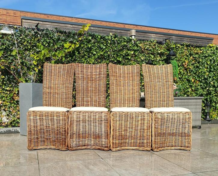 Stoelen, eettafelstoelen riet, rotan, hout, Huis en Inrichting, Stoelen, Zo goed als nieuw, Hout, Bruin, Ophalen of Verzenden