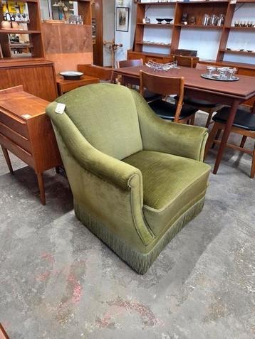 Prachtige vintage groene fauteuil  beschikbaar voor biedingen