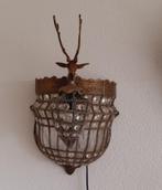 Brocante wandlamp met hertenkop en glazen pegels, Ophalen