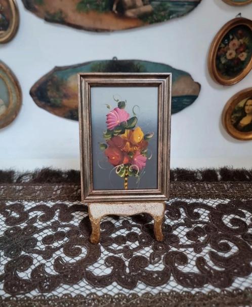 Oud olieverf olieverfschilderijtje schilderijtje D63, Antiek en Kunst, Curiosa en Brocante, Ophalen of Verzenden