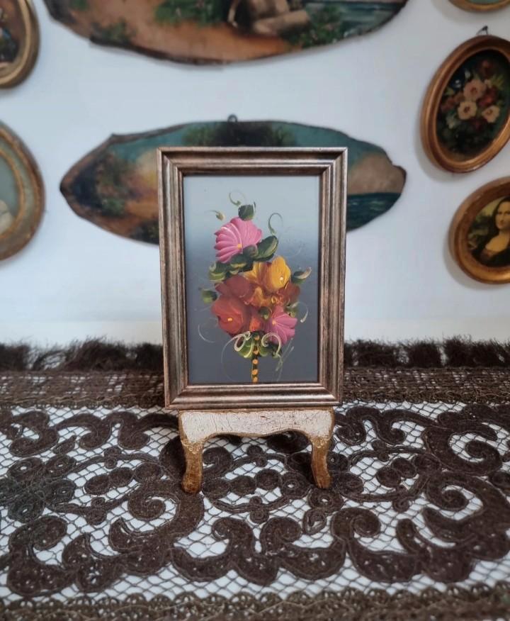 Oud olieverf olieverfschilderijtje schilderijtje D63, Antiek en Kunst, Curiosa en Brocante, Ophalen of Verzenden