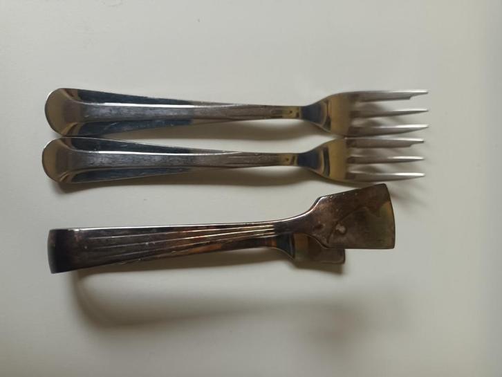 GsolaZ gebaksvorkje/ 1x suikergrijper verzilverd, Antiek en Kunst, Antiek | Bestek, Ophalen of Verzenden
