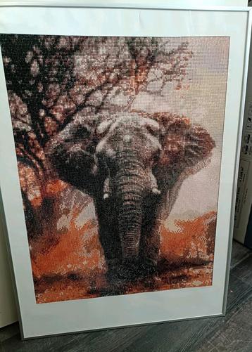 Diamondpainting schilderij olifant met lijst 70x50