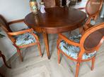 Ronde, uitschuifbare, tafel met 4 stoelen, Ophalen, Zo goed als nieuw, 4 tot 6 stoelen