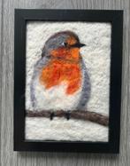 Naaldvild schilderijtje Roodborstje zelfgemaakt, Minder dan 50 cm, Oorspronkelijke maker, Nieuw, Ophalen of Verzenden