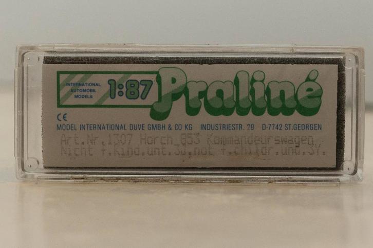 Praliné 1307 Horch 853 Komandeurswagen zeldzaam, Hobby en Vrije tijd, Modelauto's | 1:87, Nieuw, Auto, Overige merken, Ophalen of Verzenden