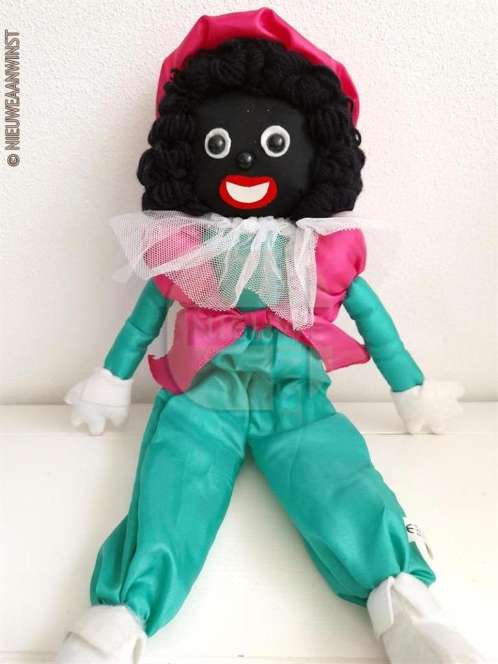 Authentieke HEMA etalage zwarte Piet pop - 55cm, groen/roze, Diversen, Sinterklaas, Zo goed als nieuw, Verzenden