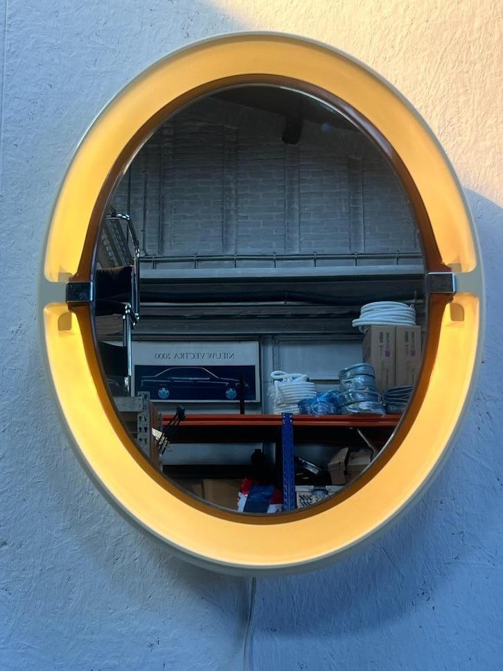 Vintage Ovale Spiegel Met Verlichting, Allibert, 1970's, Huis en Inrichting, Woonaccessoires | Spiegels, Gebruikt, 50 tot 75 cm