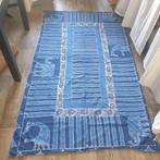 Groot blauw tafelkleed batik stijl olifant giraffe 225 x 120, Huis en Inrichting, Tafelkleden, Binnen, Gebruikt, -, -