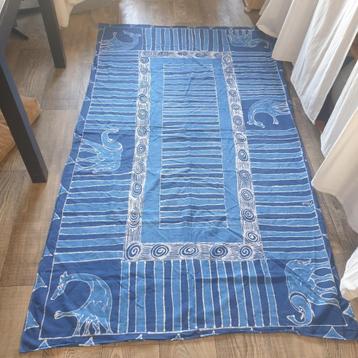 Groot blauw tafelkleed batik stijl olifant giraffe 225 x 120 beschikbaar voor biedingen